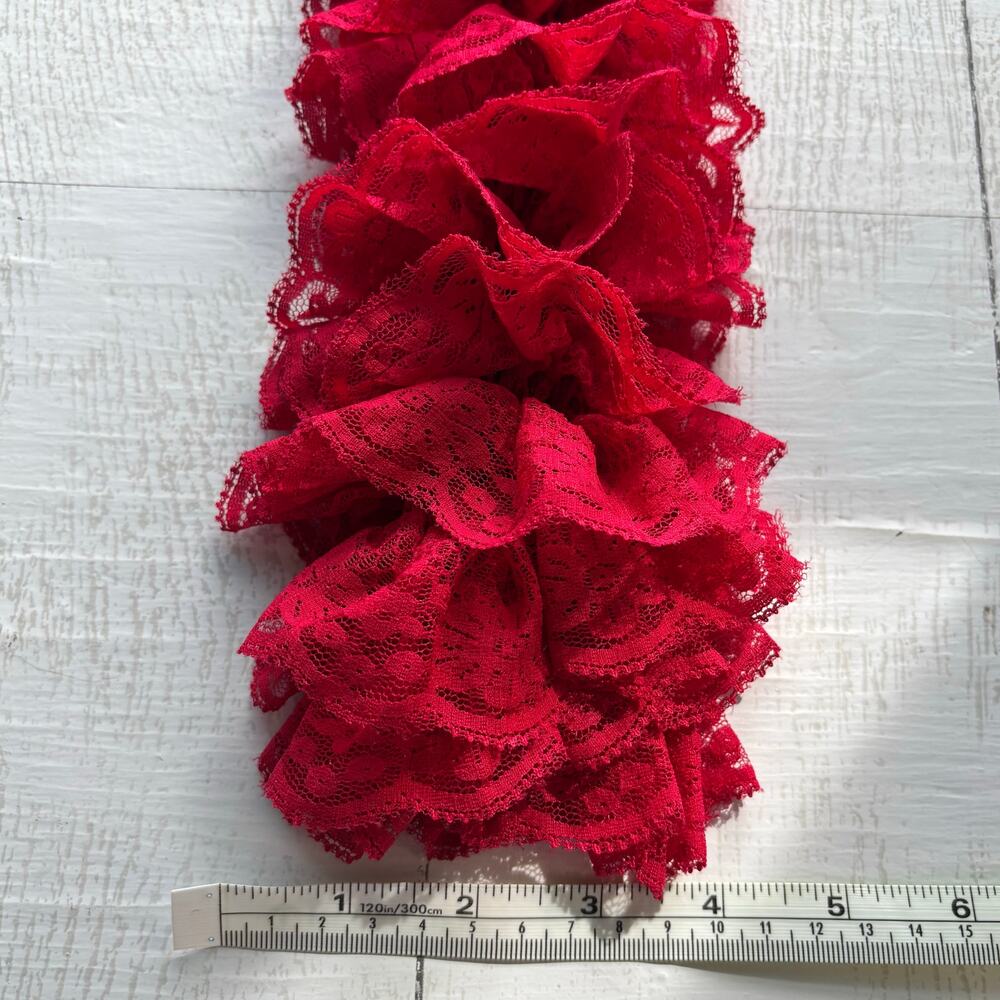 Handmade Red Lace Ruffle Layered Scarf - Picture 6 of 6